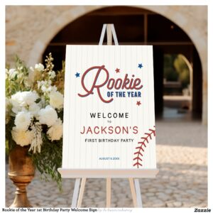 Rookie of the Year 1st Birthday Party Welcome Sign