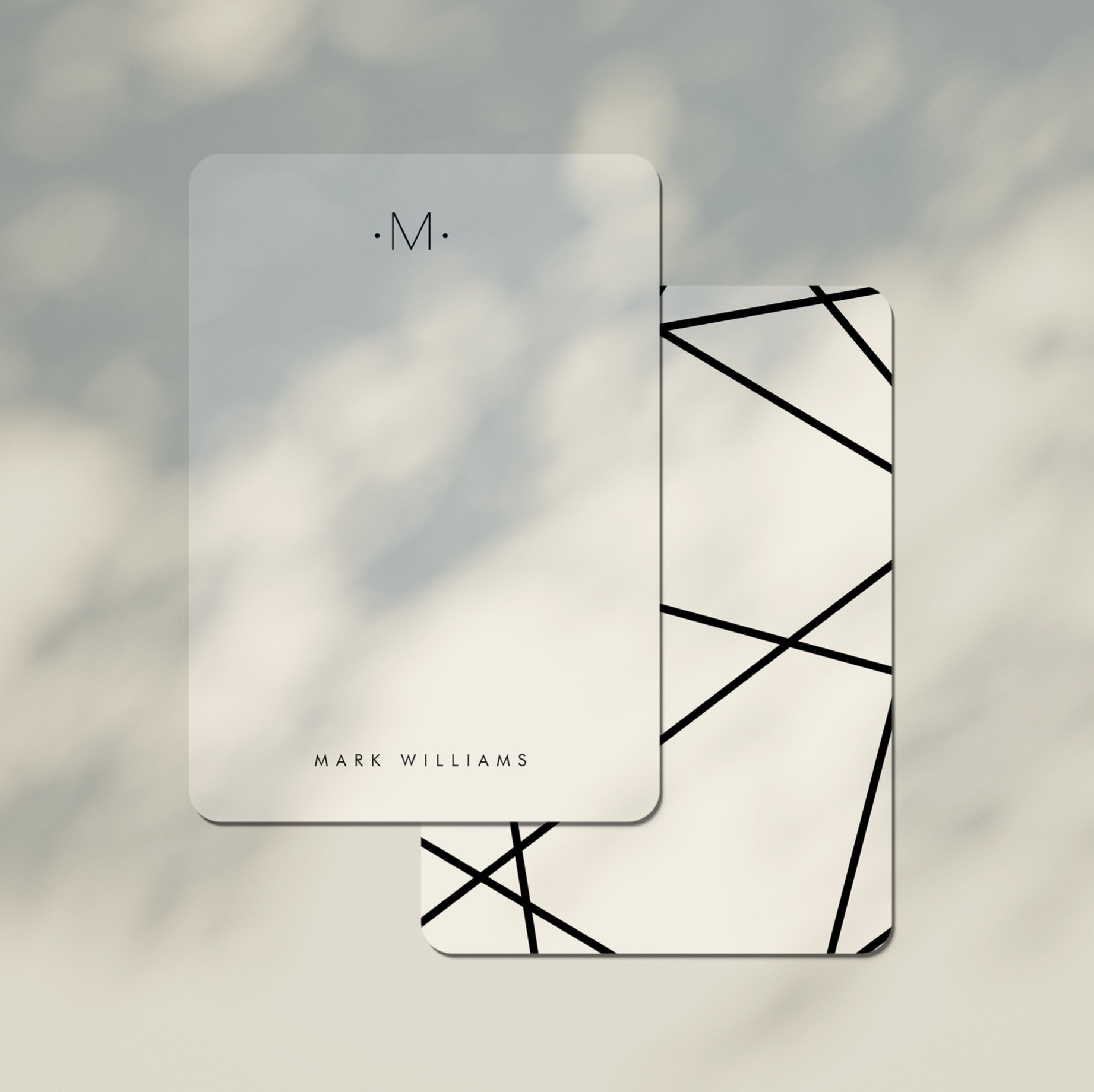 Modern Stylish Geometric Lines Monogram Stationery Note Card