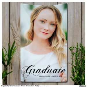 Elegant Vertical Graduate Photo Graduation Party Banner