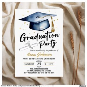 Simple Modern Script Calligraphy Graduation Party Invitation