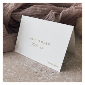 Delicate Gold Calligraphy Menu Option Place Cards