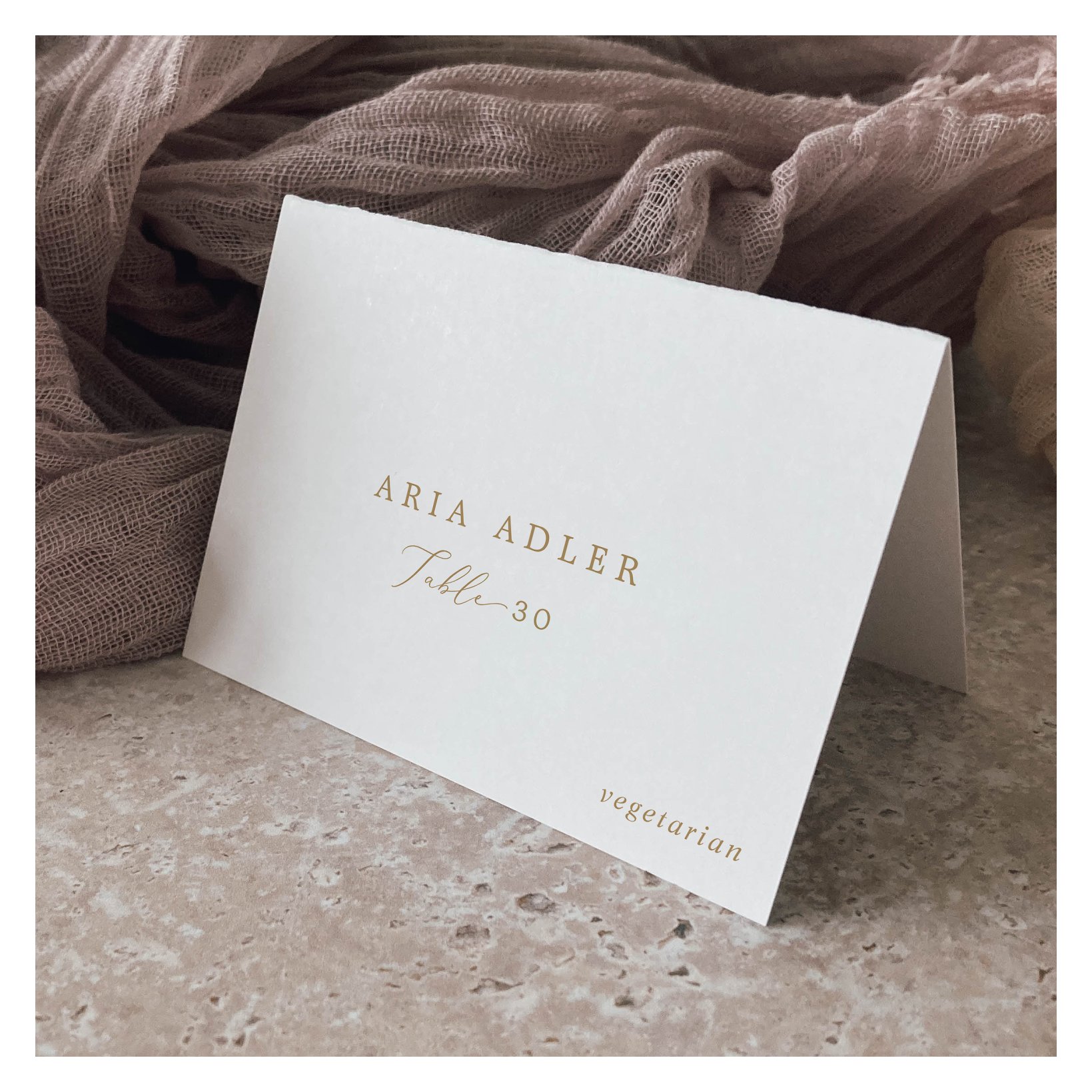 Delicate Gold Calligraphy Menu Option Place Cards