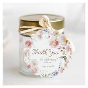 Thank you Wildflower Birthday Round Favor Tags
