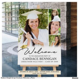 Modern Simple Script Graduate Welcome 4 Photo Foam Board