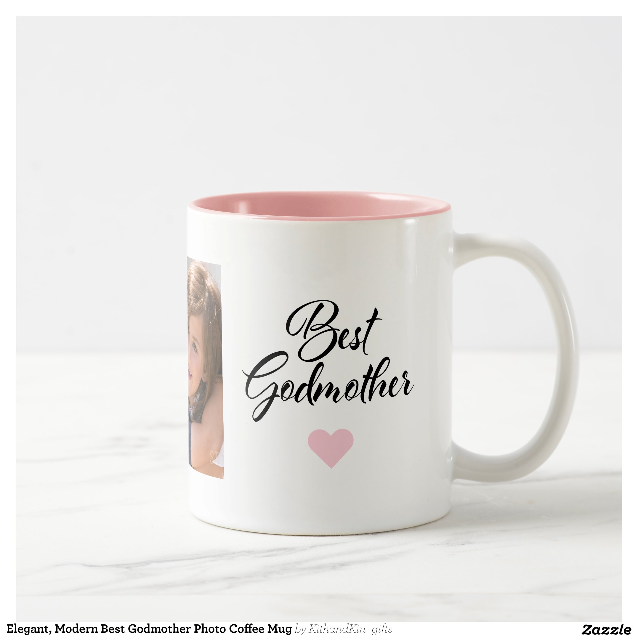 Elegant, Modern Best Godmother Photo Coffee Mug