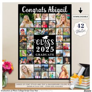 Graduation 42 Photo Collage Script Class Year Poster