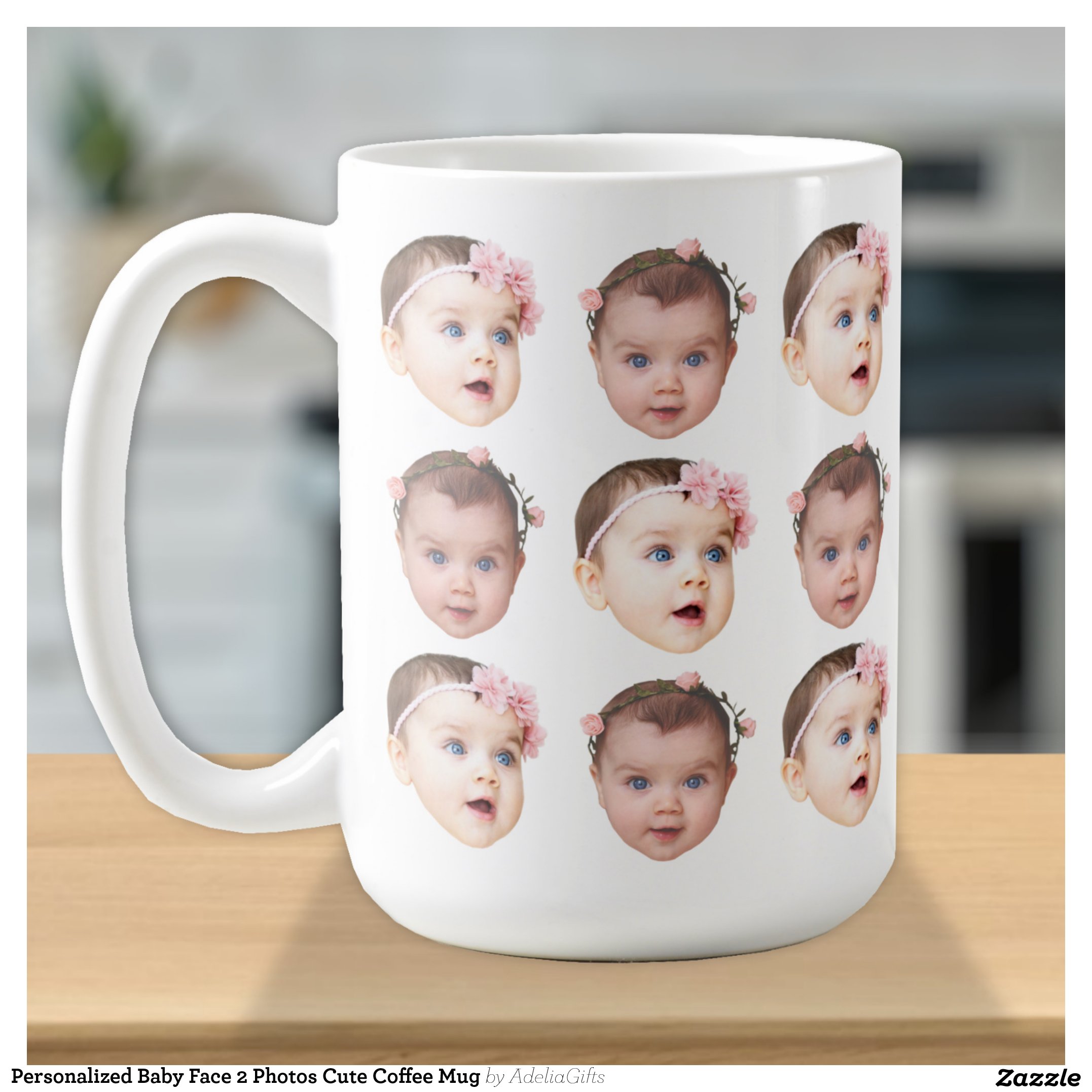 Personalized Baby Face 2 Photos Cute Coffee Mug