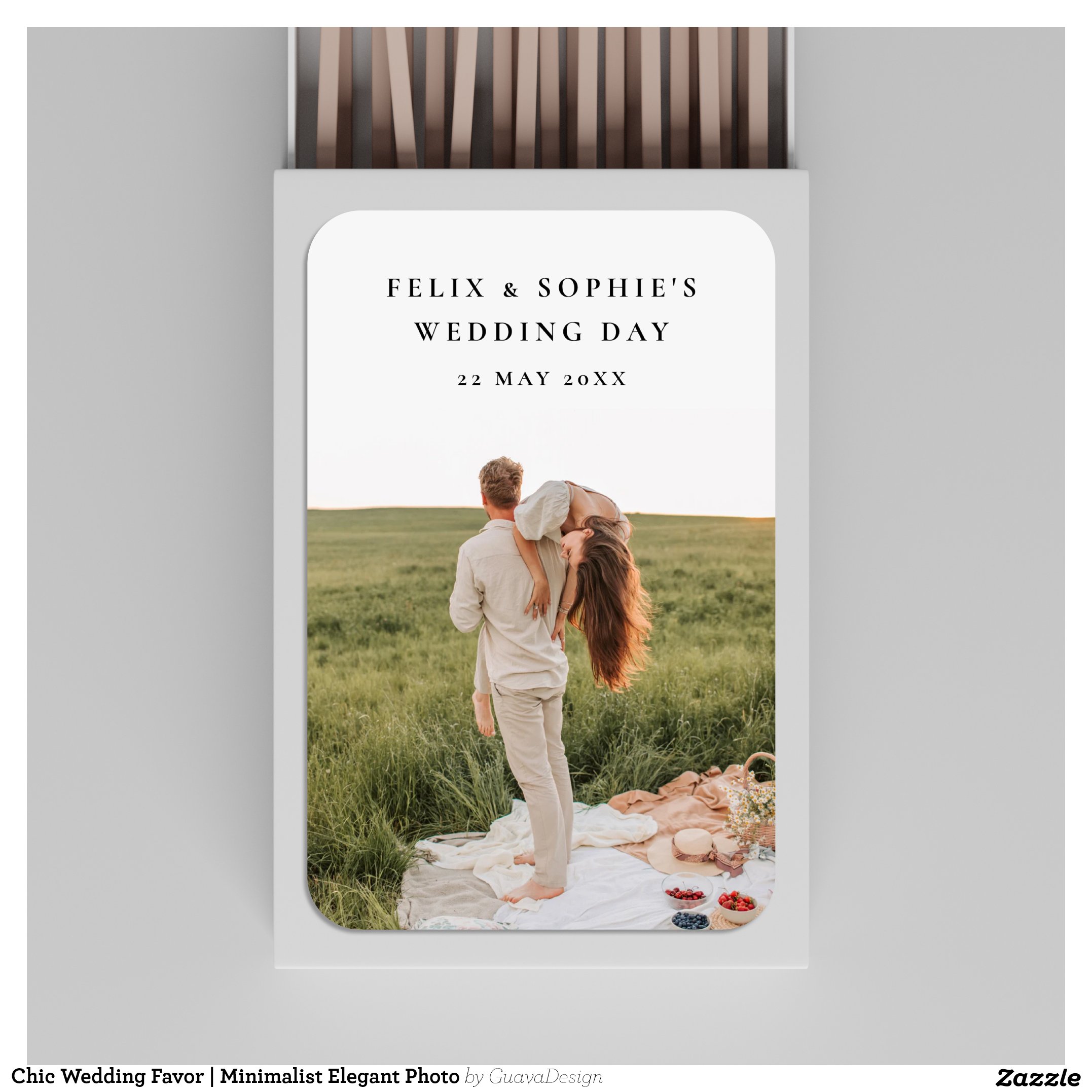 Chic Wedding Favor Minimalist Elegant Photo Matchboxes