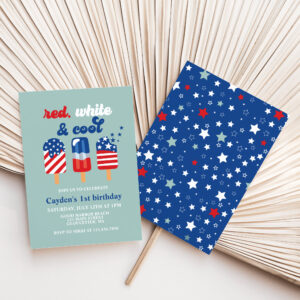 July 4th Red White Blue Birthday Invitation