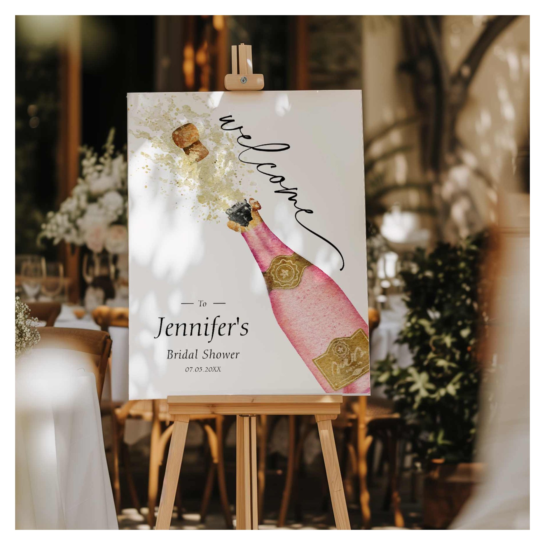 Pink Brunch and Bubbly Bridal Shower Welcome Foam Foam Board