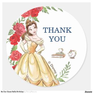 Be Our Guest Belle Birthday Classic Round Sticker