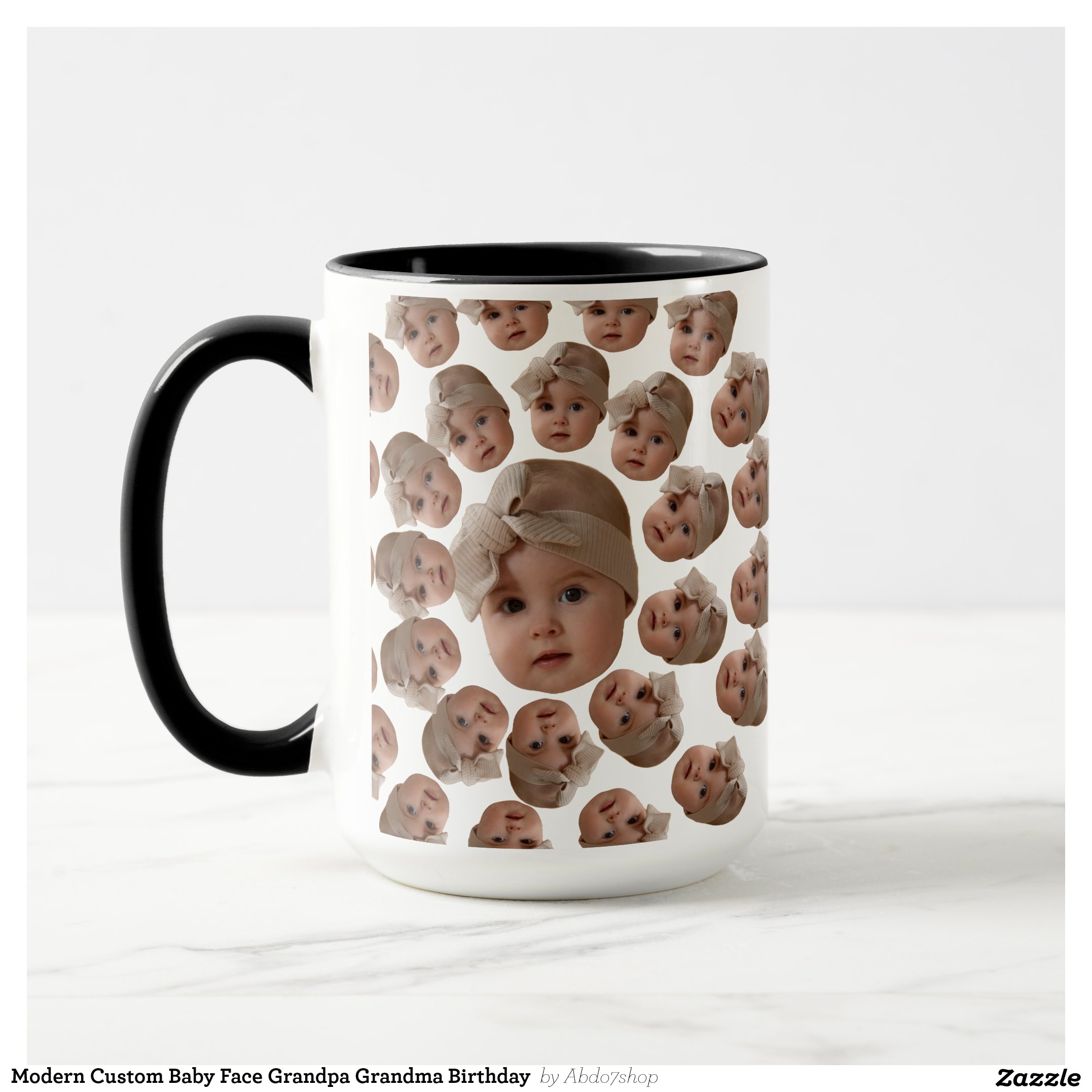 Modern Custom Baby Face Grandpa Grandma Birthday Mug