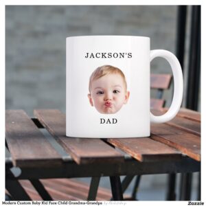 Modern Custom Baby Kid Face Child Grandma-Grandpa Two-Tone Coffee Mug