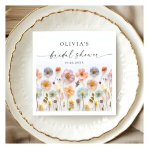 Elegant Pastel Pink Boho Wildflower Bridal Shower Napkins