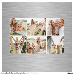 Modern Simple Custom 6 Photo Collage Magnet