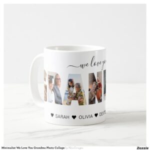 Minimalist We Love You Grandma Photo Collage Coffee Mug