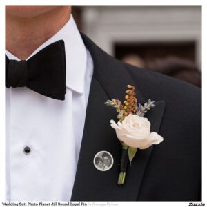 Wedding Suit Photo Planet Jill Round Lapel Pin
