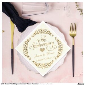 50th Golden Wedding Anniversary Paper Napkins