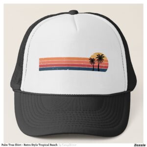 Palm Tree Shirt - Retro Style Tropical Beach Trucker Hat