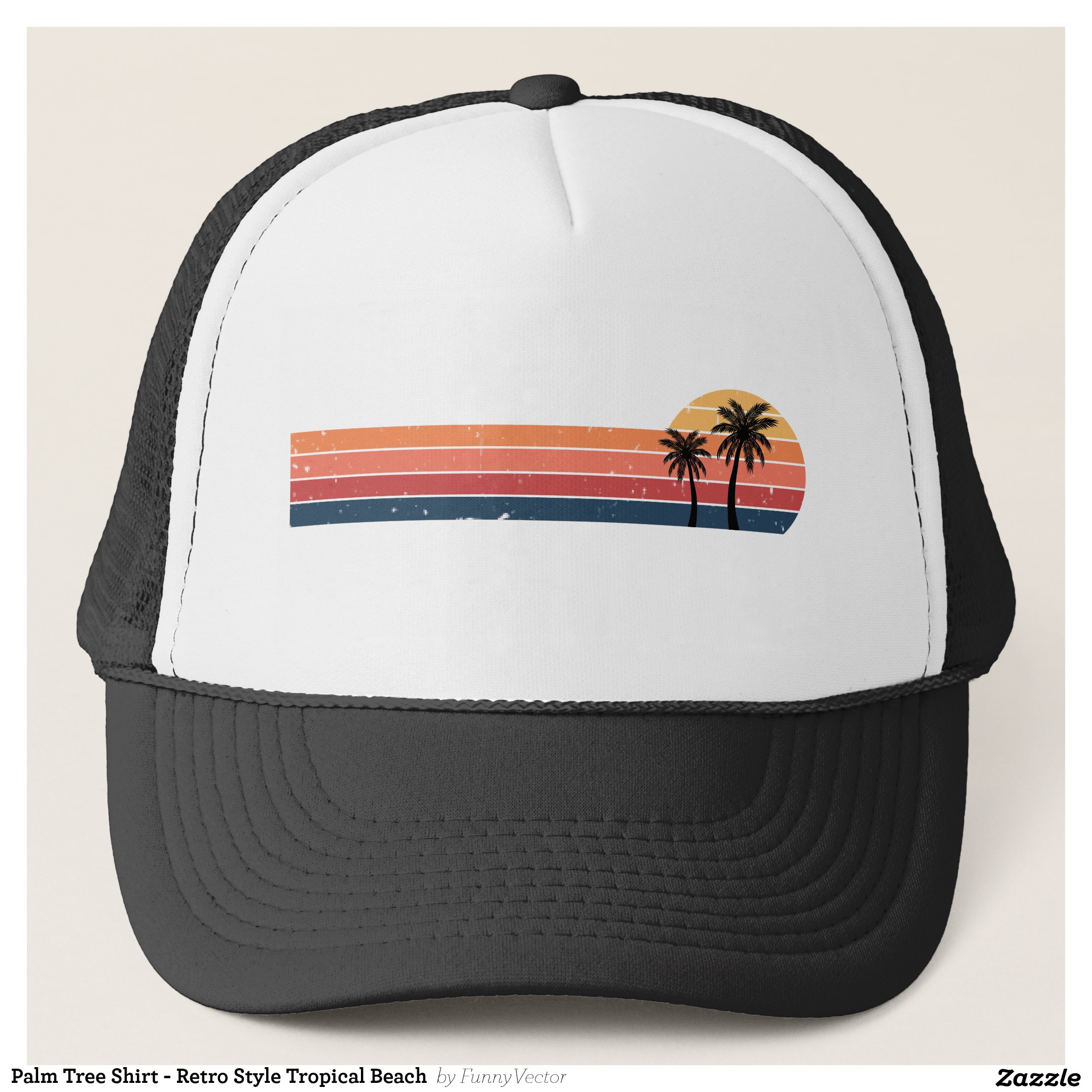 Palm Tree Shirt - Retro Style Tropical Beach Trucker Hat