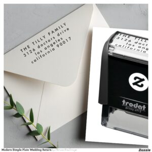 Modern Simple Plain Wedding Return Self-inking Stamp
