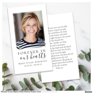 Forever in Our Hearts Photo Funeral Prayer Card