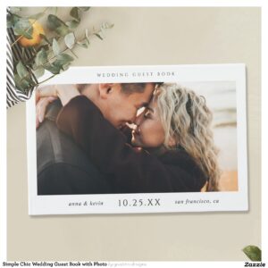 Simple Chic Wedding Guest Book with Photo