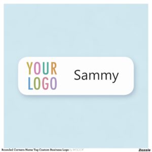 Rounded Corners Name Tag Custom Business Logo