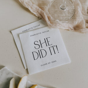 Modern Fete Minimal She Did It Graduation Napkins