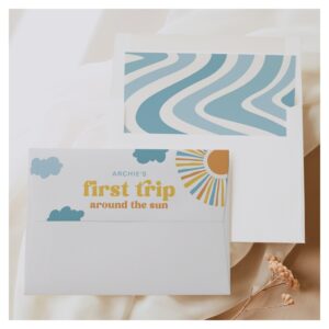 Editable Sun First Birthday Envelope