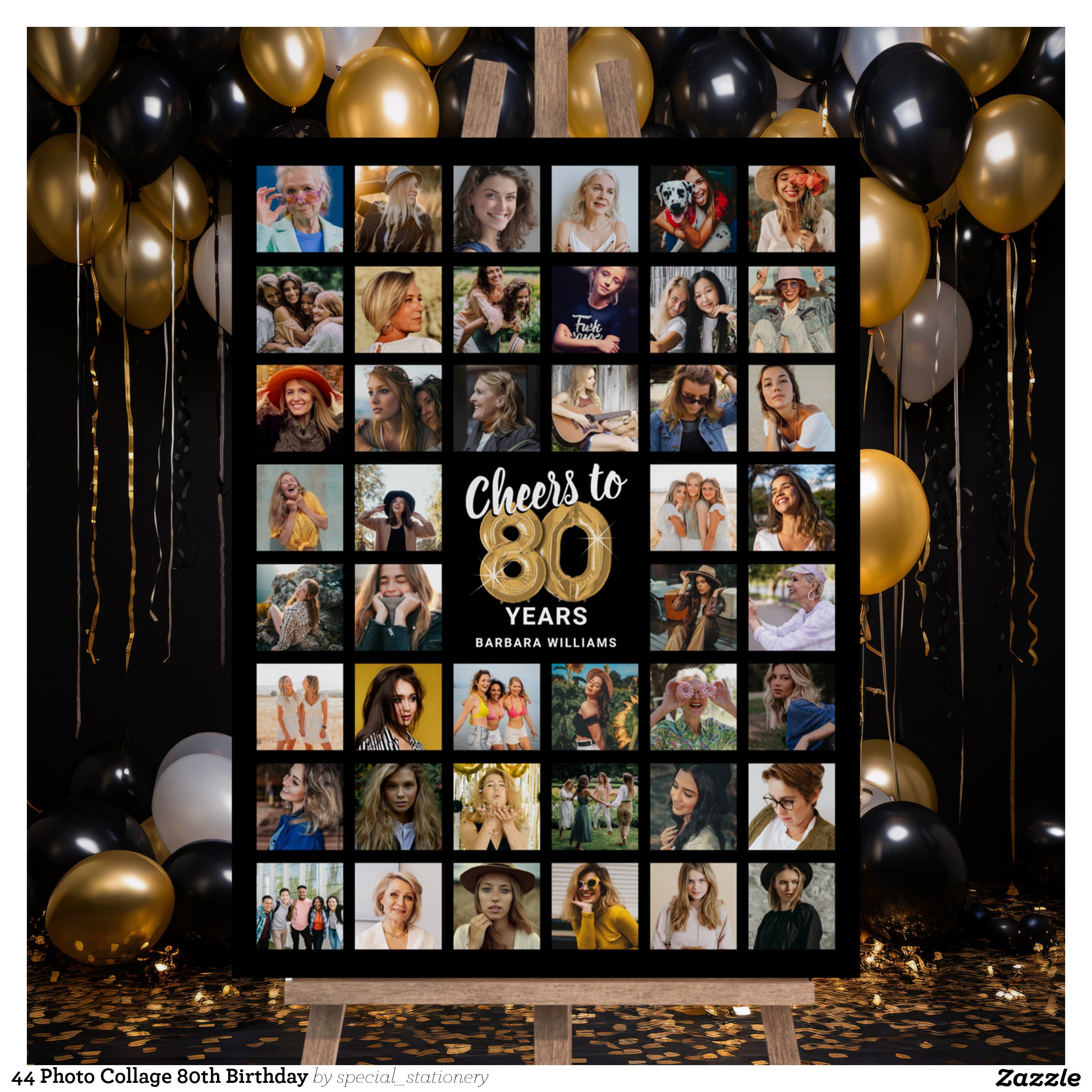 44 Photo Collage 80th Birthday Foam Board