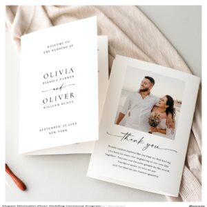 Elegant Minimalist Photo Wedding Ceremony Program