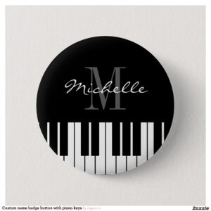 Custom name badge button with piano keys