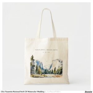 Chic Yosemite National Park CA Watercolor Wedding Tote Bag