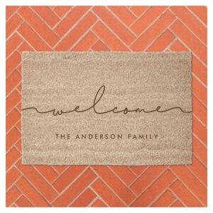 Cute modern calligraphy Welcome Coir Fiber Doormat
