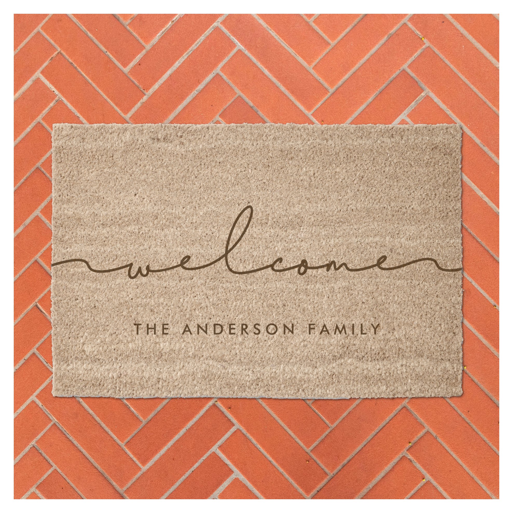 Cute modern calligraphy Welcome Coir Fiber Doormat