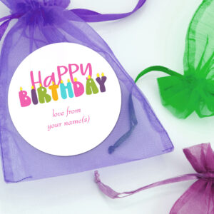 Happy Birthday Colorful Candle Typography Classic Round Sticker