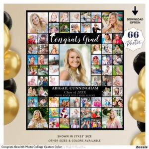 Congrats Grad 66 Photo Collage Custom Color Poster