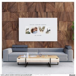 Love 4 photo modern minimal personalised gift canvas print