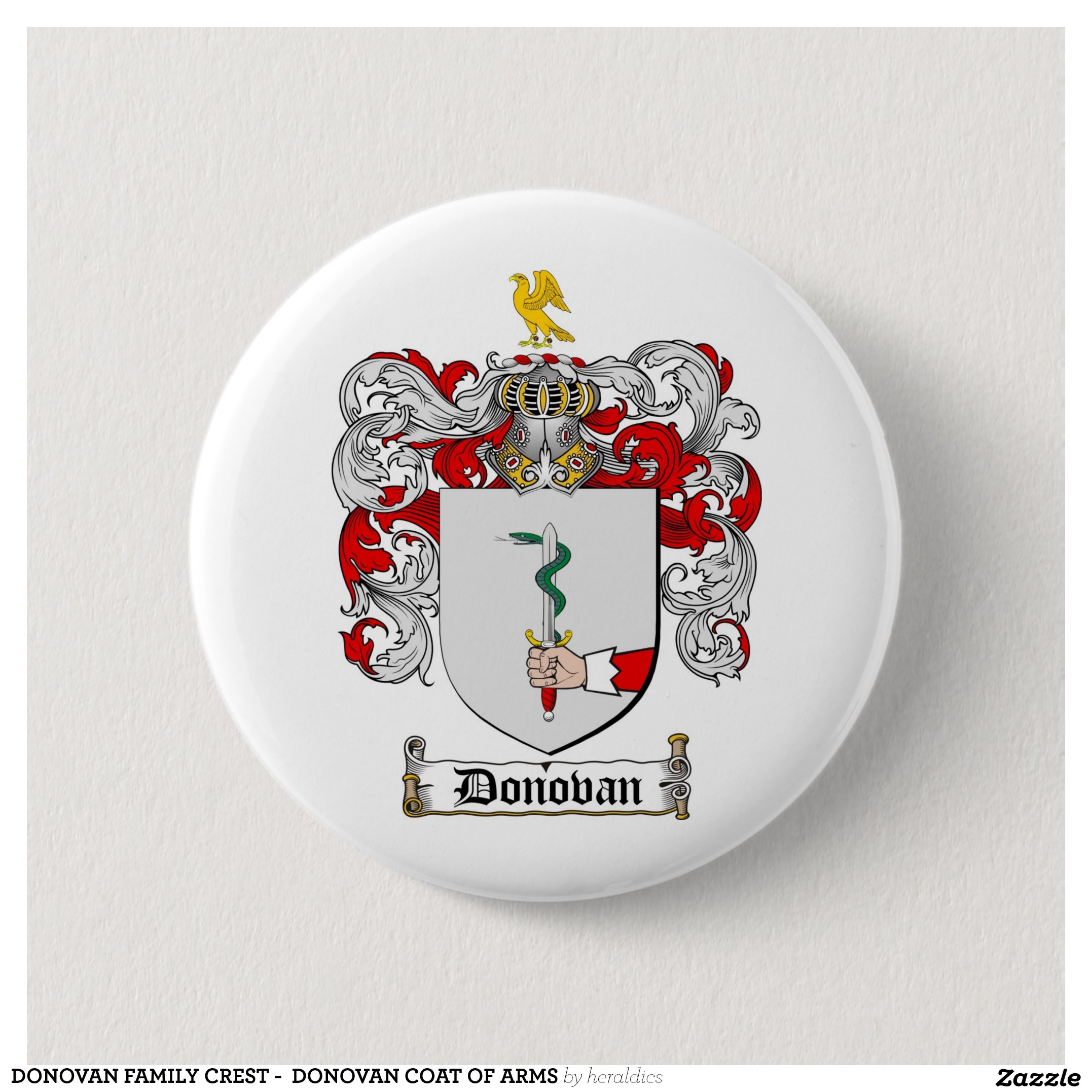 DONOVAN FAMILY CREST - DONOVAN COAT OF ARMS BUTTON