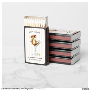 Cute Watercolor Pet Dog Wedding Favor Matchboxes