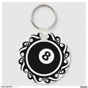 tribal eightball keychain