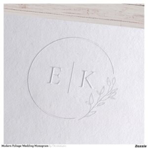 Modern Foliage Wedding Monogram Embosser