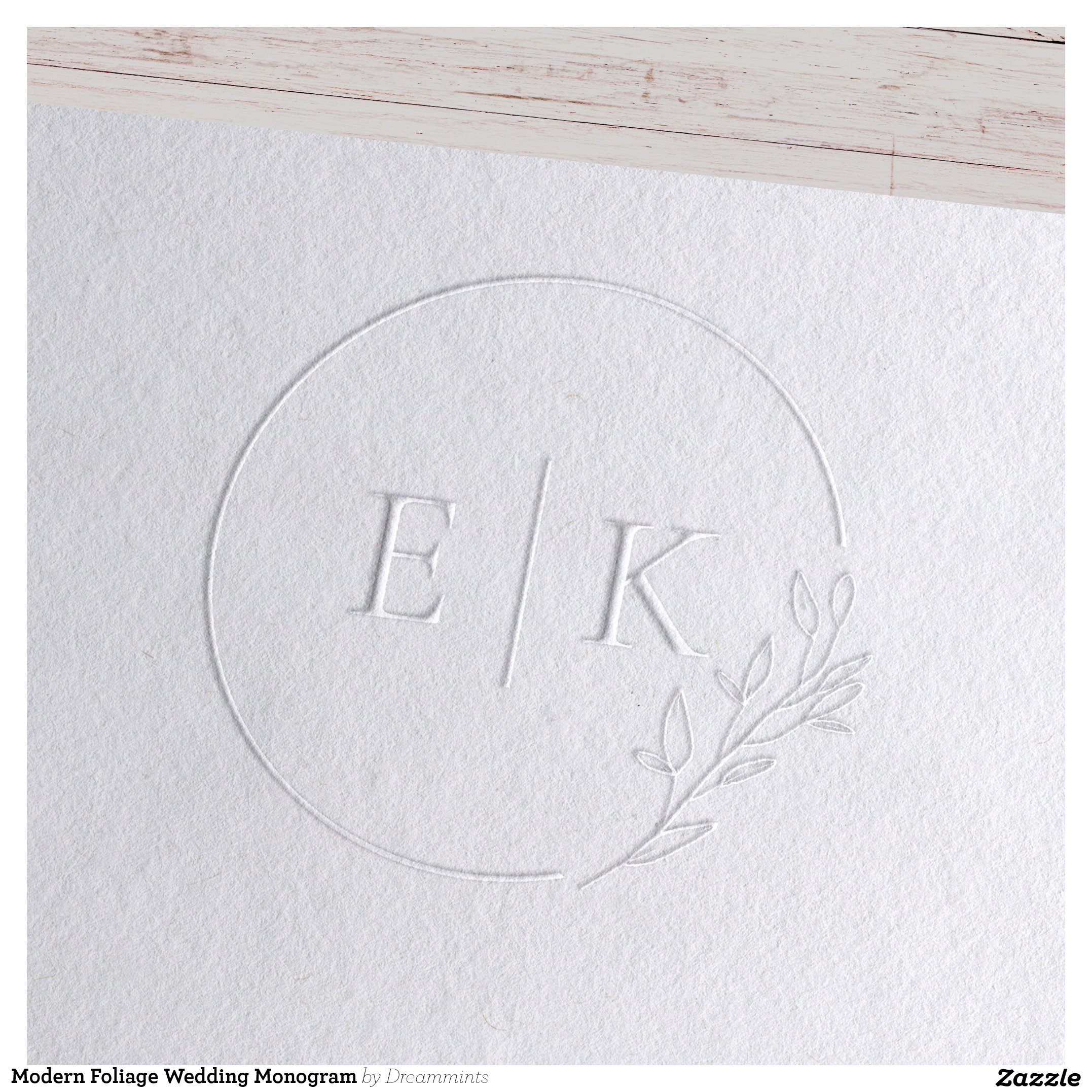 Modern Foliage Wedding Monogram Embosser