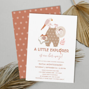 Little Explorer Boho Girl Baby Shower Invitation