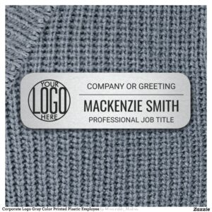Corporate Logo Gray Color Printed Plastic Employee Name Tag