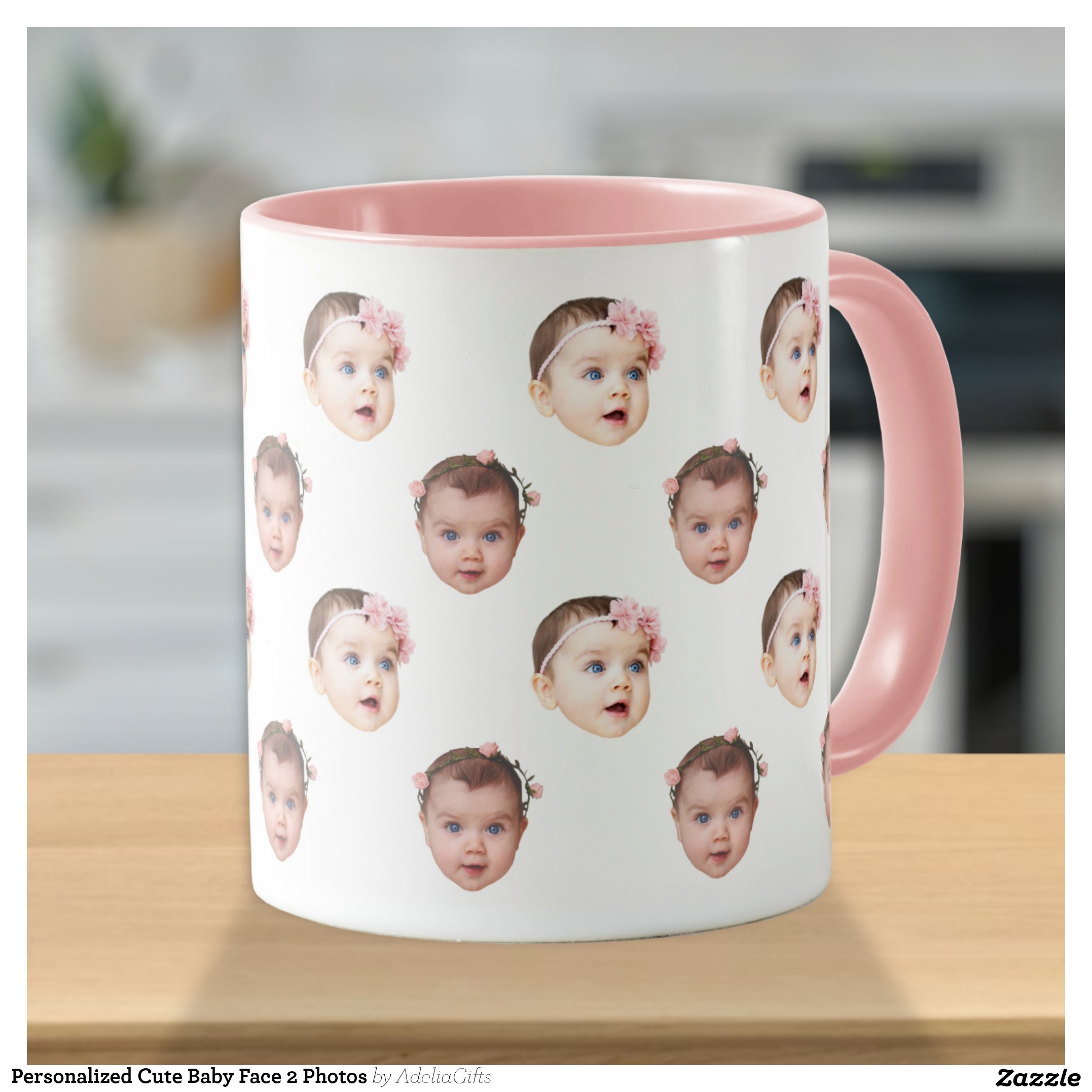 Personalized Cute Baby Face 2 Photos Mug