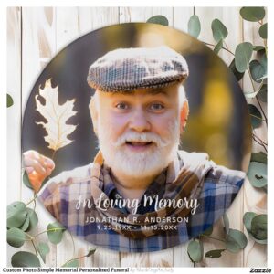 Custom Photo Simple Memorial Personalized Funeral Button