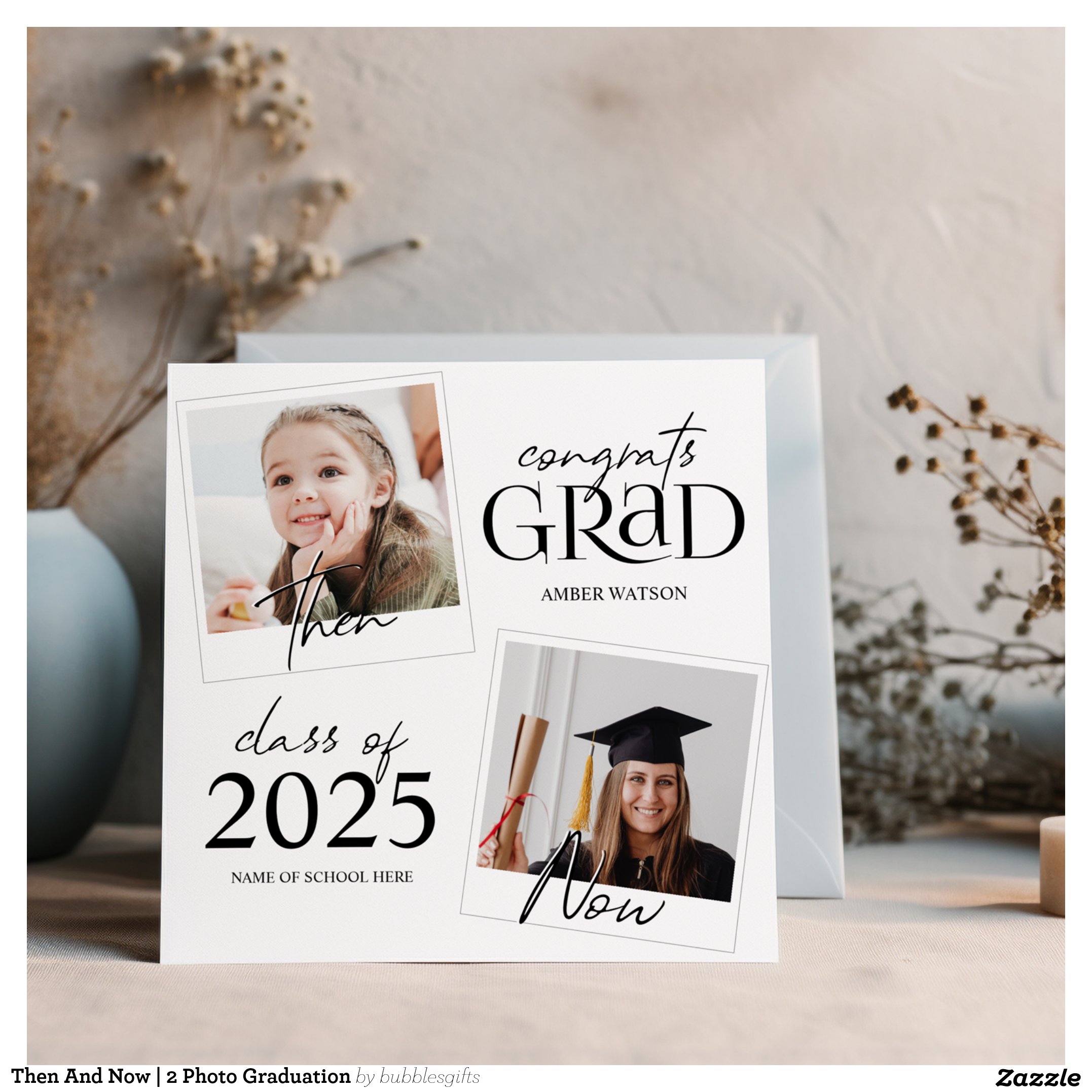 Then And Now 2 Photo Graduation Announcement