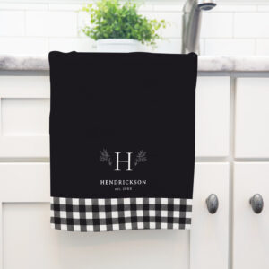 Rustic Farmhouse Family Name Monogram Kitchen Towel